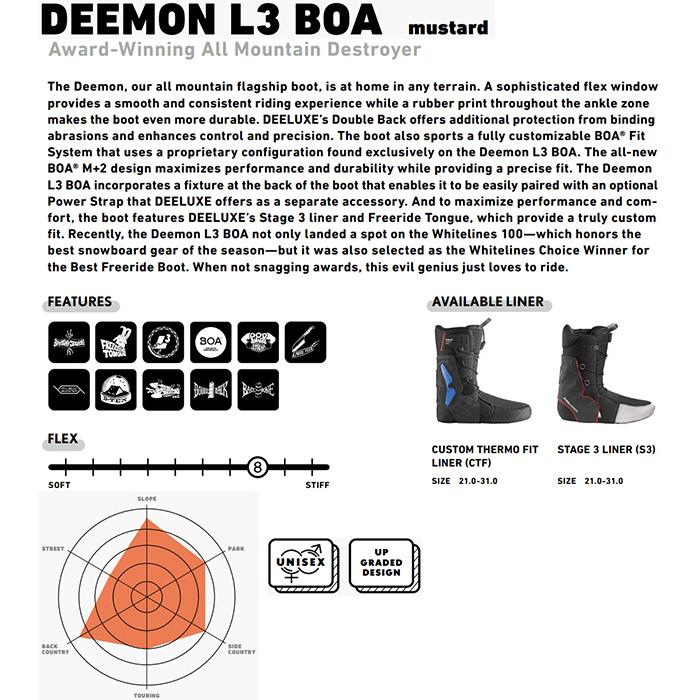 DEELUXE ディーラックス スノーボード ブーツ Deemon L3 Boa S4 MUSTARD 23-24 モデル｜fjanck2｜09