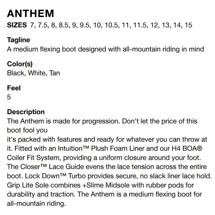 RIDE ライド スノーボード ブーツ ANTHEM BLACK 23-24 モデル : F