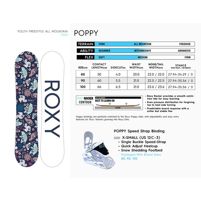 ROXY ロキシー スノーボード 板 POPPY SNOWBOARD \u0026 Speed Strap Binding 24-25 モデル キッズ_1