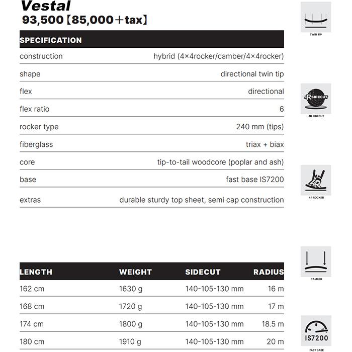 中古品 Majesty マジェスティ スキー板 Vestal 板単品 23-24 モデル レディース 【TMF1222502161】(43010円)