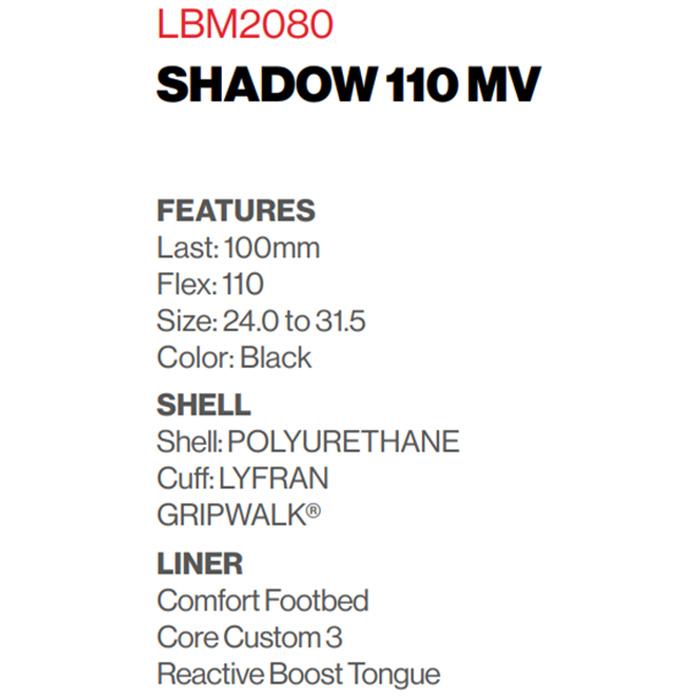 LANGE ラング スキーブーツ SHADOW 110 MV GW_BLACK 24-25 モデル : F 