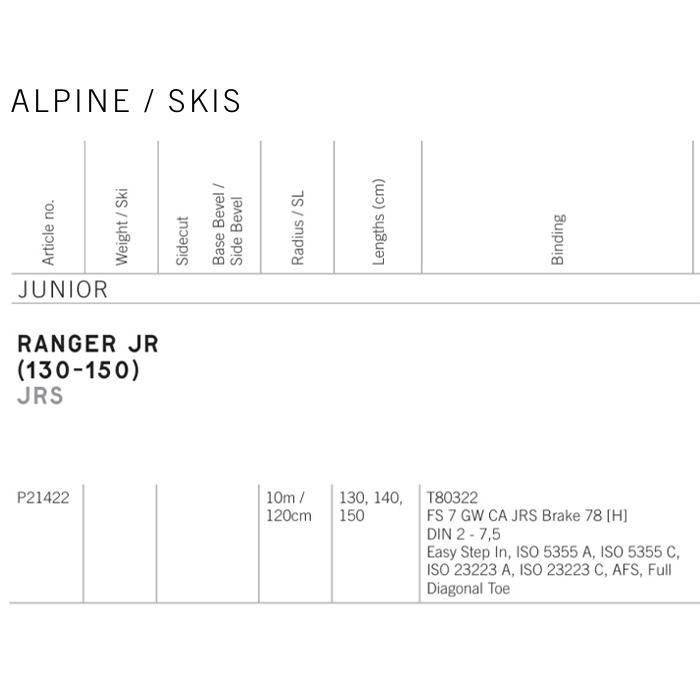 子供用 FISCHER フィッシャー スキー板 RANGER JR (130-150) JRS + FS