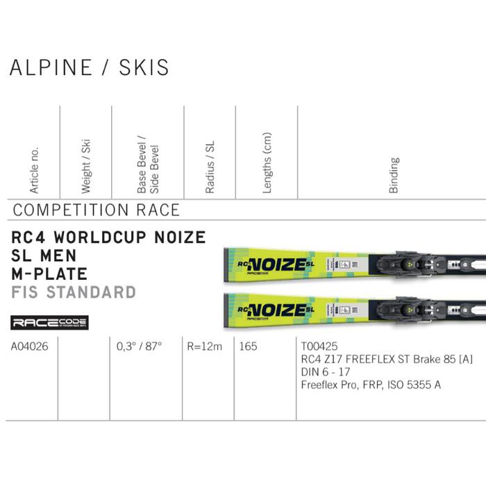 FISCHER フィッシャー スキー板 RC4 WORLDCUP NOIZE SL MEN M-PLATE +