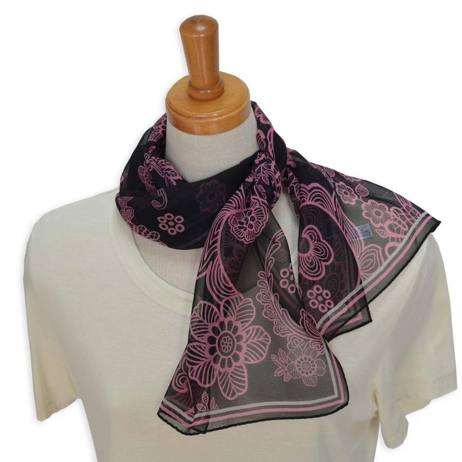 シルク100% ジョーゼット ロングスカーフ マフラー ネッカチーフ