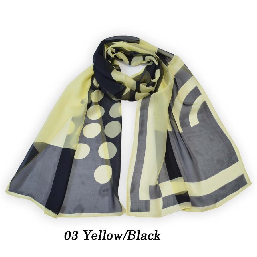 シルク100% シフォン レディース ロングスカーフ ストール 水玉幾何学