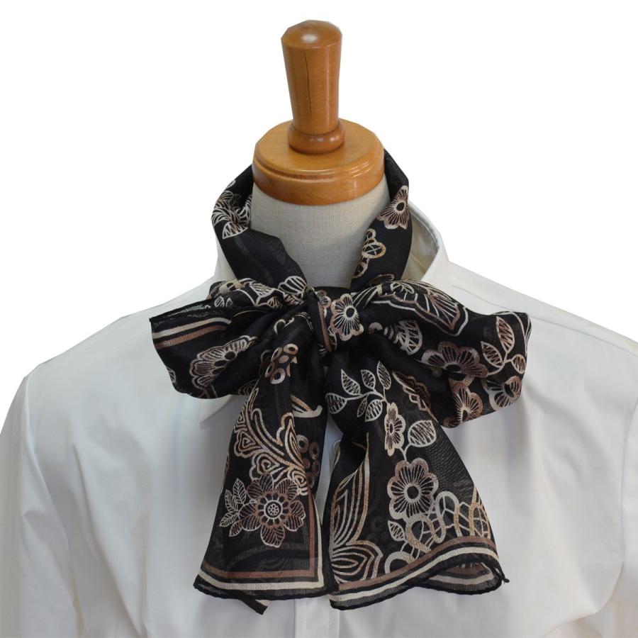 更紗柄ストール 小判ロングスカーフ シルクガーゼ アラベスクデザイン