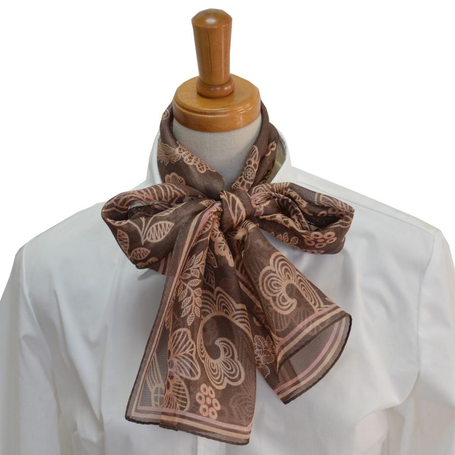 更紗柄ストール 小判ロングスカーフ シルクガーゼ アラベスクデザイン