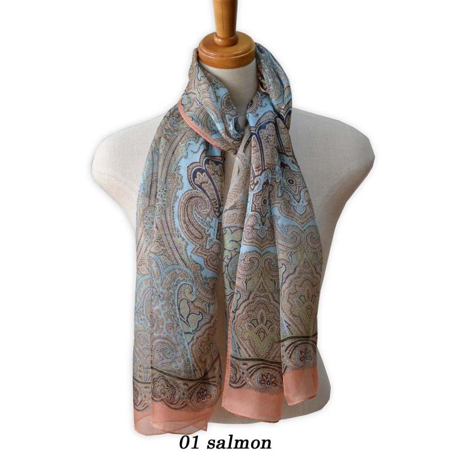 シルク100％ スカーフ ロング レディース ペイズリー 大判 長方形 592