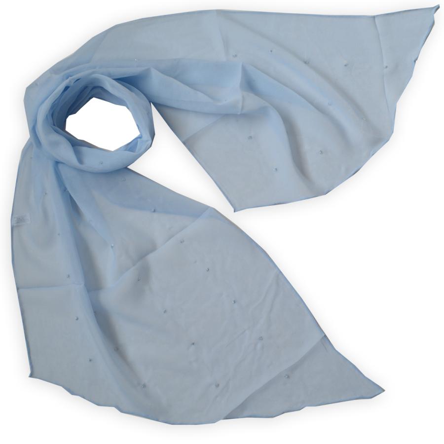 シルク100% シフォン 無地染 剣先型ロングスカーフ 全面にクリアー