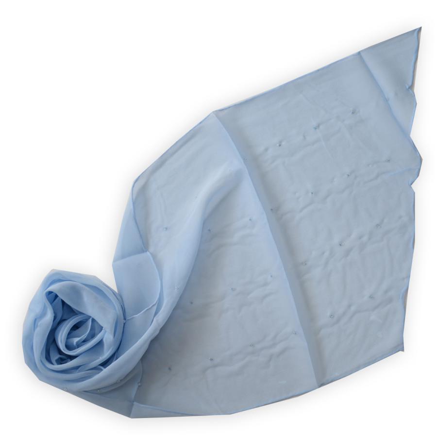 シルク100% シフォン 無地染 剣先型ロングスカーフ 全面にクリアー