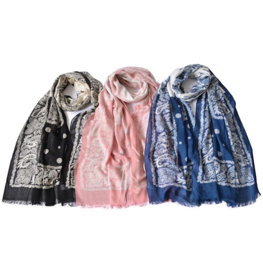 軽く肌触りの良いレーヨン生地に ペイズリー切り替え柄をプリント 大判