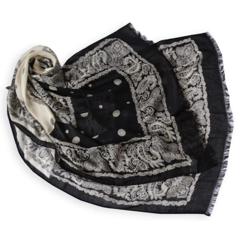 軽く肌触りの良いレーヨン生地に ペイズリー切り替え柄をプリント 大判