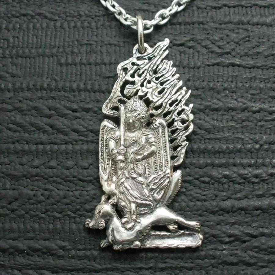 ペンダント 仏像 飯縄権現 メンズ シルバー９２５ ネックレス 戦国武将　いづな | 