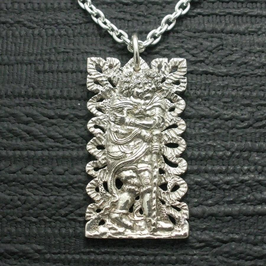 ペンダント 仏像 摩虎羅大将 メンズ シルバー925 ネックレス 板彫 ま