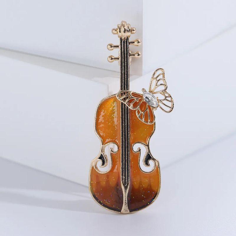 ブローチ バイオリン ヴァイオリン エレガント 蝶 スカーフ留め ピン