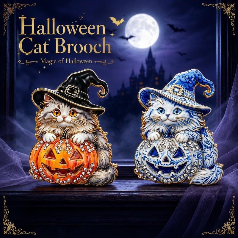 ハロウィン ネコ ブローチ 猫 ねこ 大人可愛い おしゃれ ゴールド