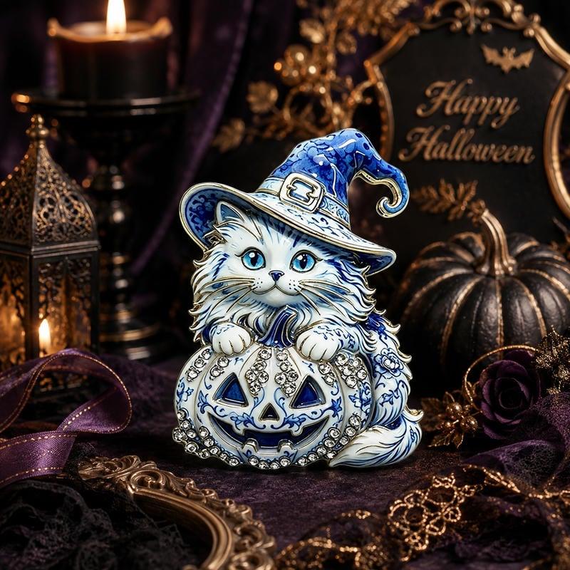 ハロウィン ネコ ブローチ 猫 ねこ 大人可愛い おしゃれ ゴールド