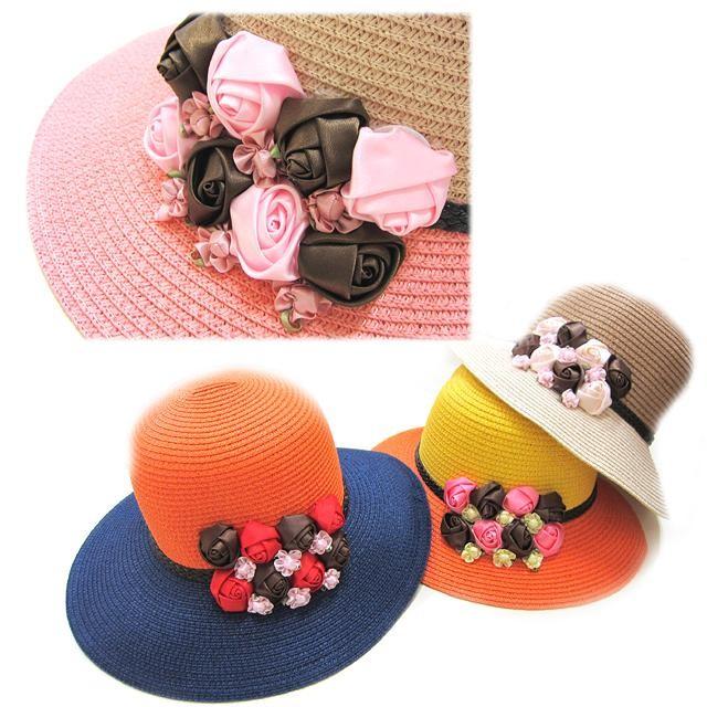 帽子　ハット　レディース　つば広花モチーフ付き帽子　夏　春　UV 母の日 ギフト プレゼント 入学式 |  | 02