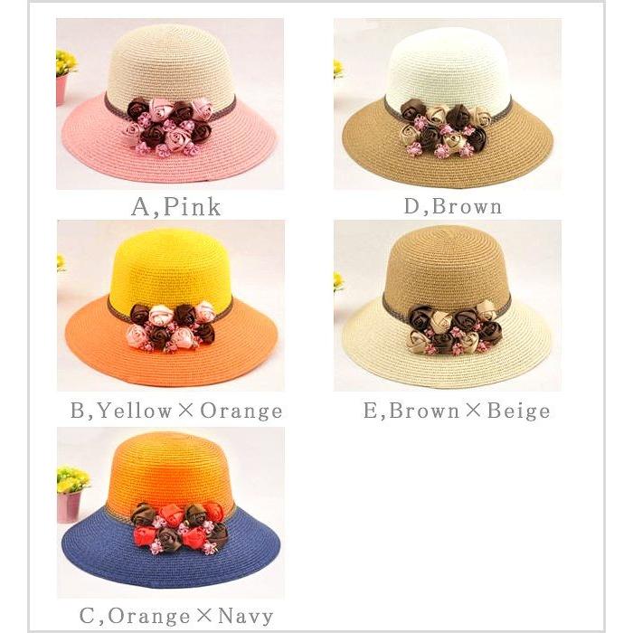 帽子　ハット　レディース　つば広花モチーフ付き帽子　夏　春　UV 母の日 ギフト プレゼント 入学式 |  | 05