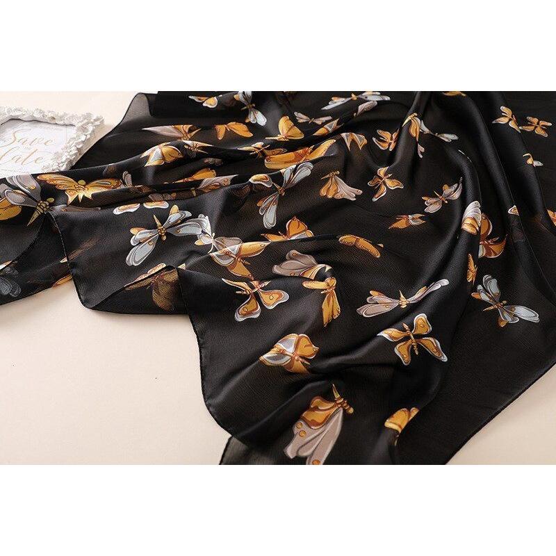 ストール レディース 蝶柄プリントサテン大判ストール