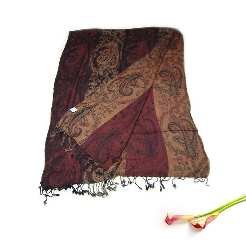 ストール ペイズリー柄リバーシブル大判ストール 薄手 スカーフ