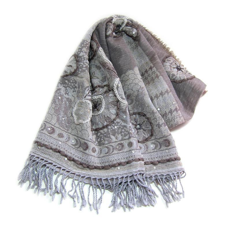 【良品KAPITAL】縮絨ウール　ペイズリー大判ストール キャピタル 縮絨ストール ペイズリー柄グレー Scarves | KAPITAL