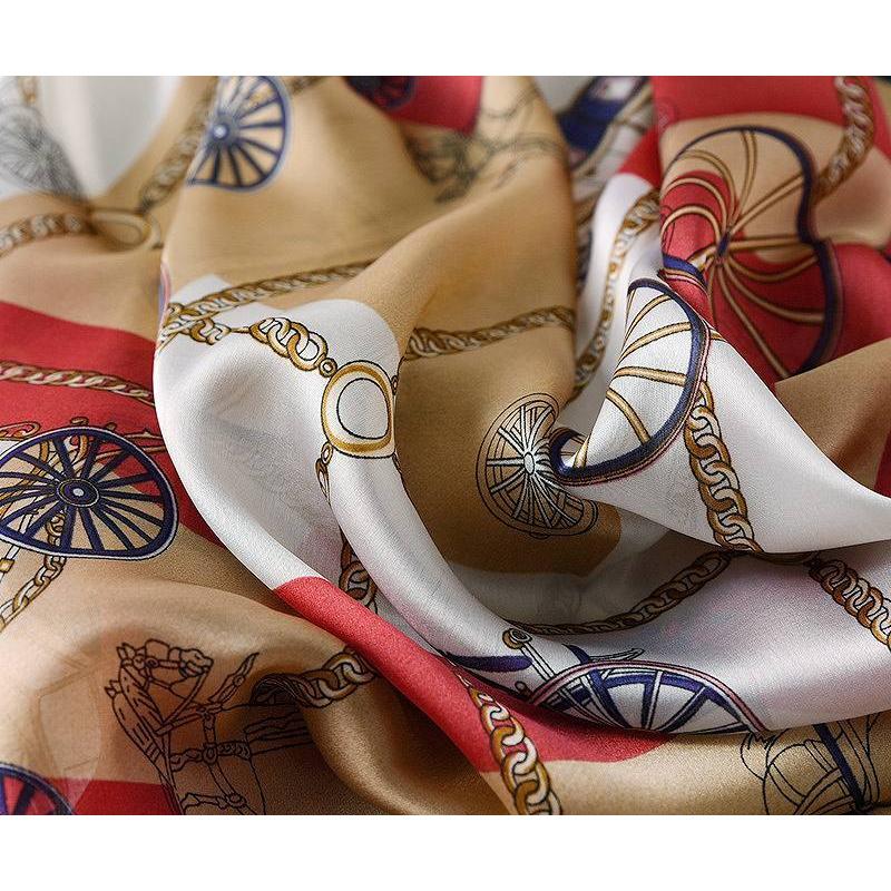 ストール エレガントな馬車柄プリントサテン大判ストール 馬 結婚式