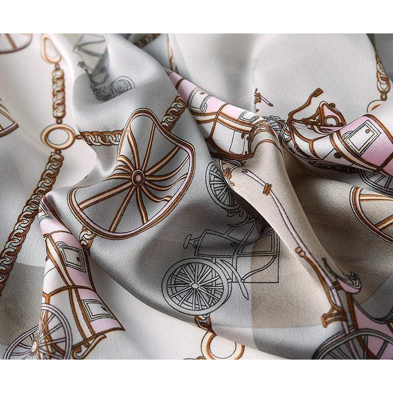 ストール エレガントな馬車柄プリントサテン大判ストール 馬 結婚式