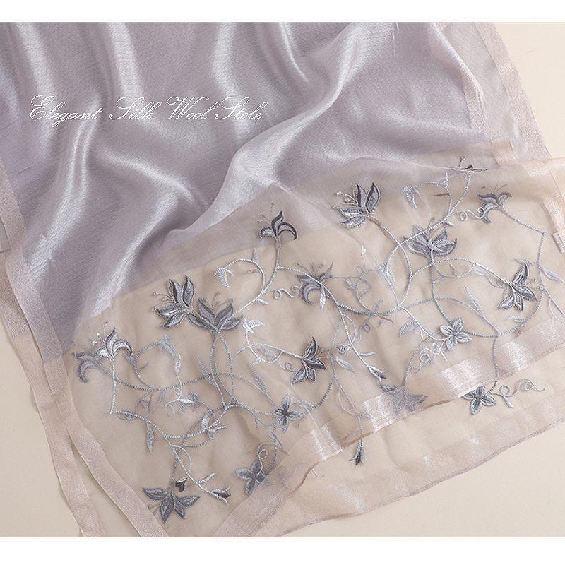 花柄刺繍シルクウール大判ストール レディース 春 夏 春夏 秋 冬 花柄刺繍シルクウール大判ストール レディース 春 夏 春夏 秋 冬