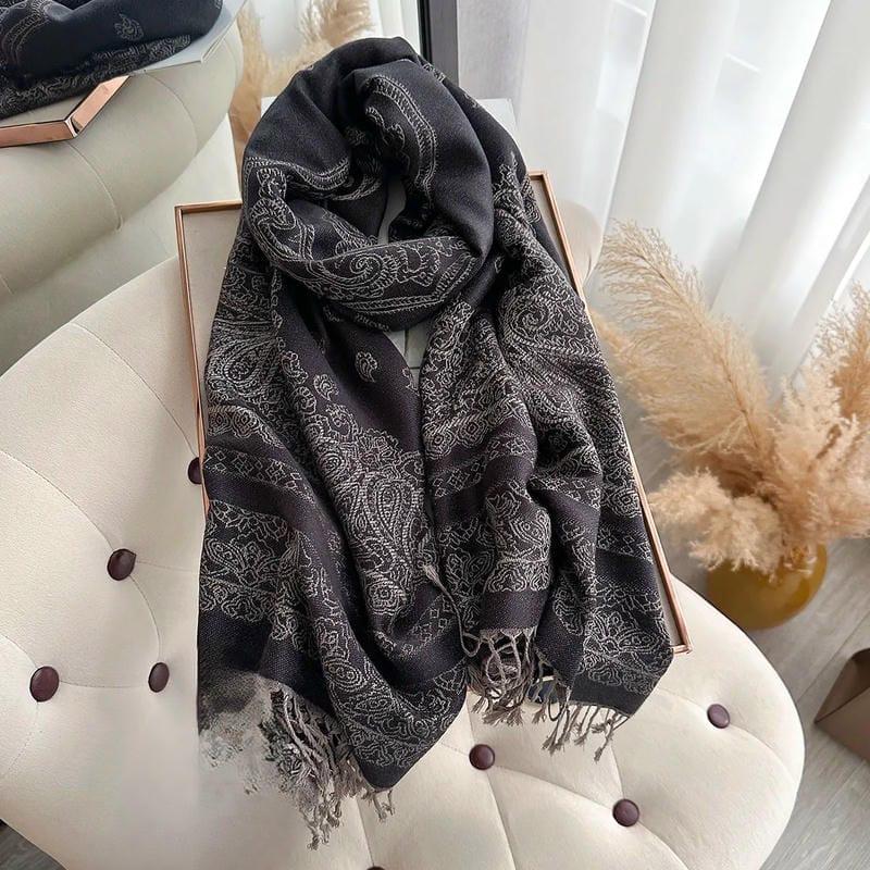 大判ストール 190×70cm ペイズリー柄 レディース ショール マフラー 薄手 秋冬 春 上品 エレガント ダークカラー 肩掛け 防寒 旅行 フリンジ ギフト |  | 01