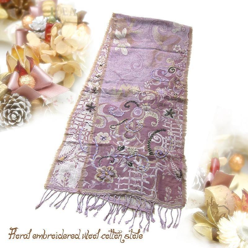 ストール レディース 花柄刺繍ウールコットンストール プレゼント 結婚式 秋 冬 母の日 ギフト プレゼント 入学式 I 0079s ストール専門 Fjg 通販 Yahoo ショッピング