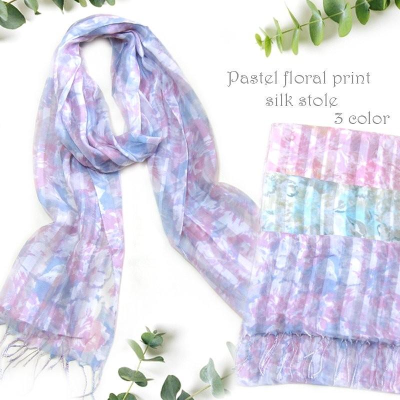ストール レディース パステルカラーの花柄シルクストール 春 夏 春夏 Uv 40代 母の日 プレゼント I 2725 ストール専門 Fjg 通販 Yahoo ショッピング