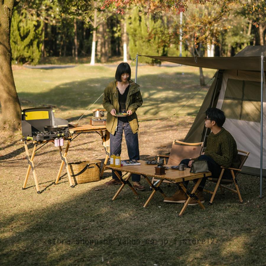 アウトドアテーブル バーナースタンド 天然木 幅約148cm アウトドアテーブル バーナースタンド 天然木 幅約148cm