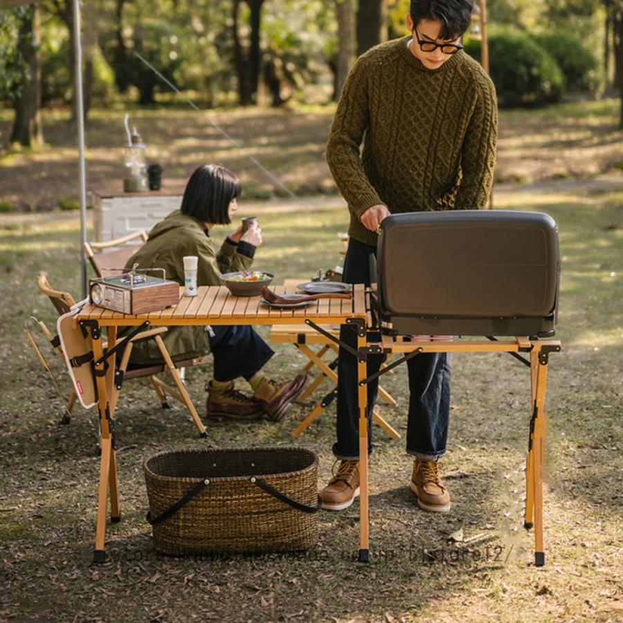 アウトドアテーブル バーナースタンド 天然木 幅約148cm アウトドアテーブル バーナースタンド 天然木 幅約148cm