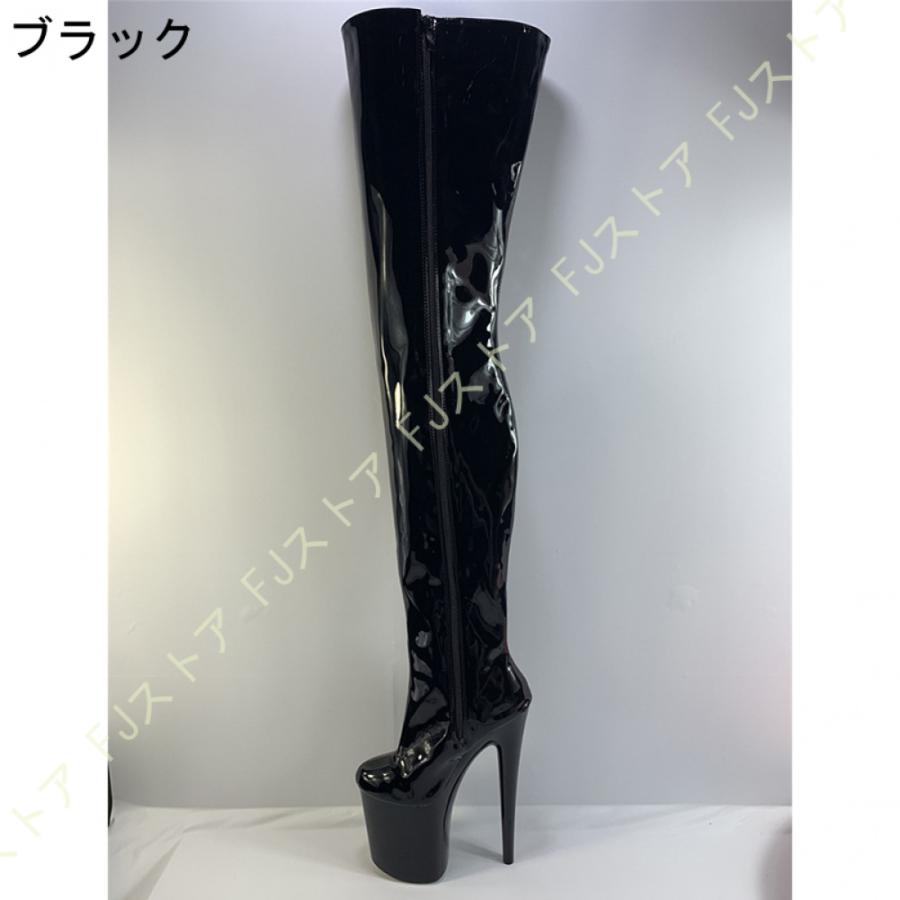 厚底 サイハイブーツ 20cmヒール ニーハイブーツ サイドジッパー 厚底 サイハイブーツ 20cmヒール ニーハイブーツ サイドジッパー