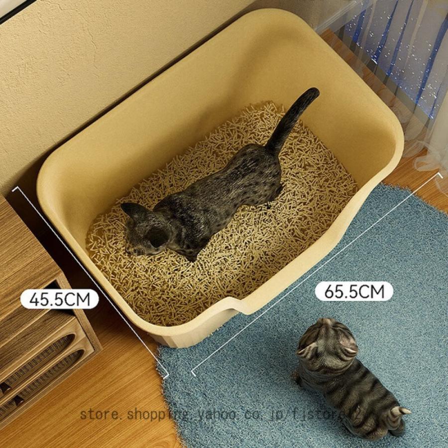 猫トイレ ネコ 砂 清潔 L 65*45*33cm 猫トイレ ねこトイレ 大型 大きめ ワイド 本体セット 砂飛び散り防止 ダークグレー ねこ ネコ システムトイレ 本体｜fjstore12｜12