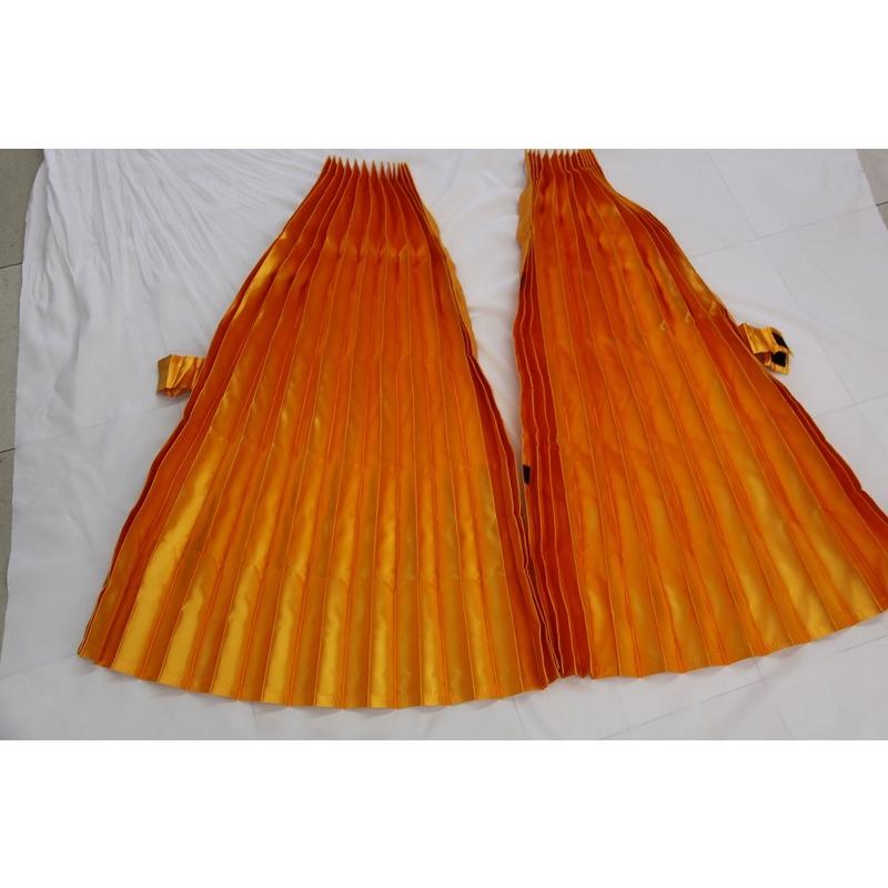 トラックカーテン サイドカーテン サテン オレンジ プリーツ  巾100ｘ丈80cm 2枚入りフック 16ケ入り 光沢のあるサテン生地です。