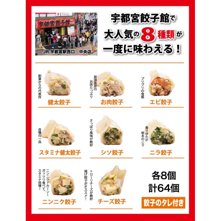 宇都宮餃子館 食べ比べ8色セット 8種64個入り｜fkd-netplaza｜03