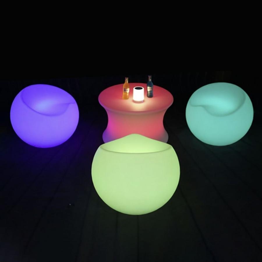 テーブル 椅子 合計3個セット 丸型 16色 LED チェア chair