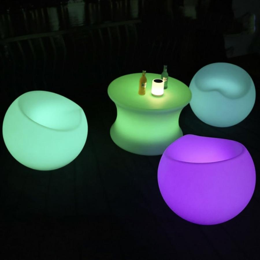 テーブル 椅子 合計3個セット 丸型 16色 LED チェア chair