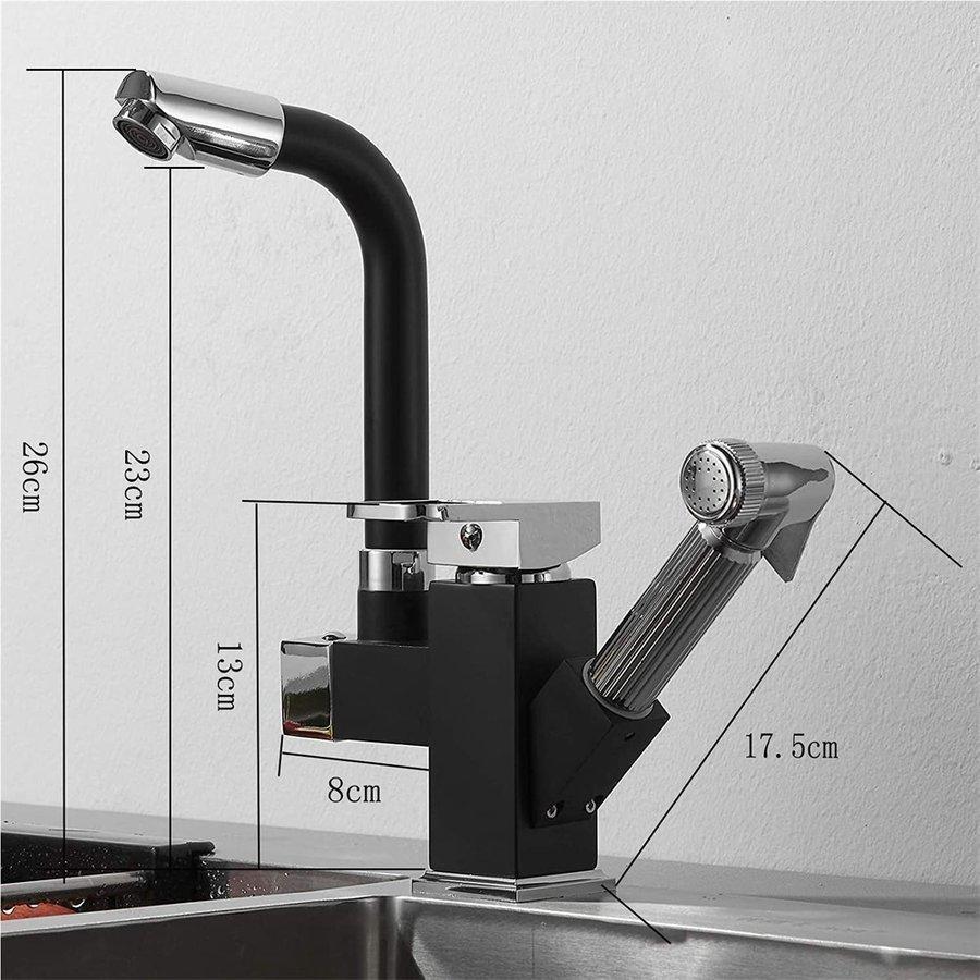 キッチン水栓 シャワー 混合水栓 伸縮ノズル ハンドシャワー 混合栓360°引き出せる 冷温切替キッチン蛇口 洗面台 台所 浴室 黄銅 錆び防止 終身交換承り｜fkd-shop｜06