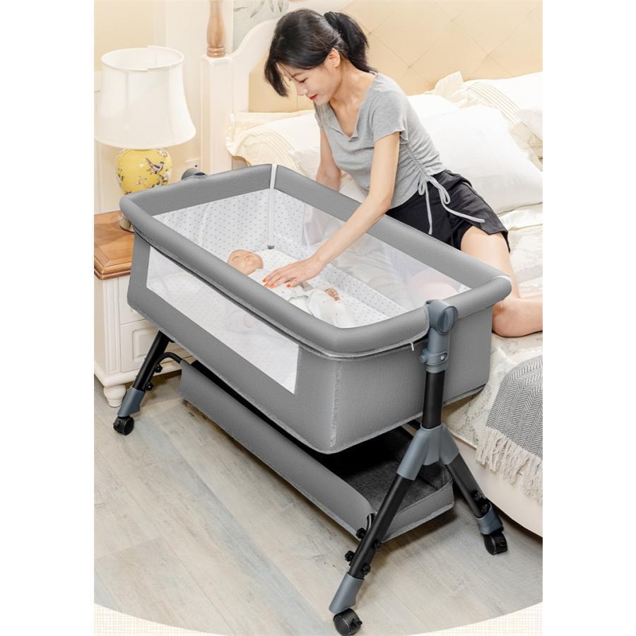 ベビーベッド 折りたたみ 多機能 添い寝 高さ調整3段階 マットレス付  