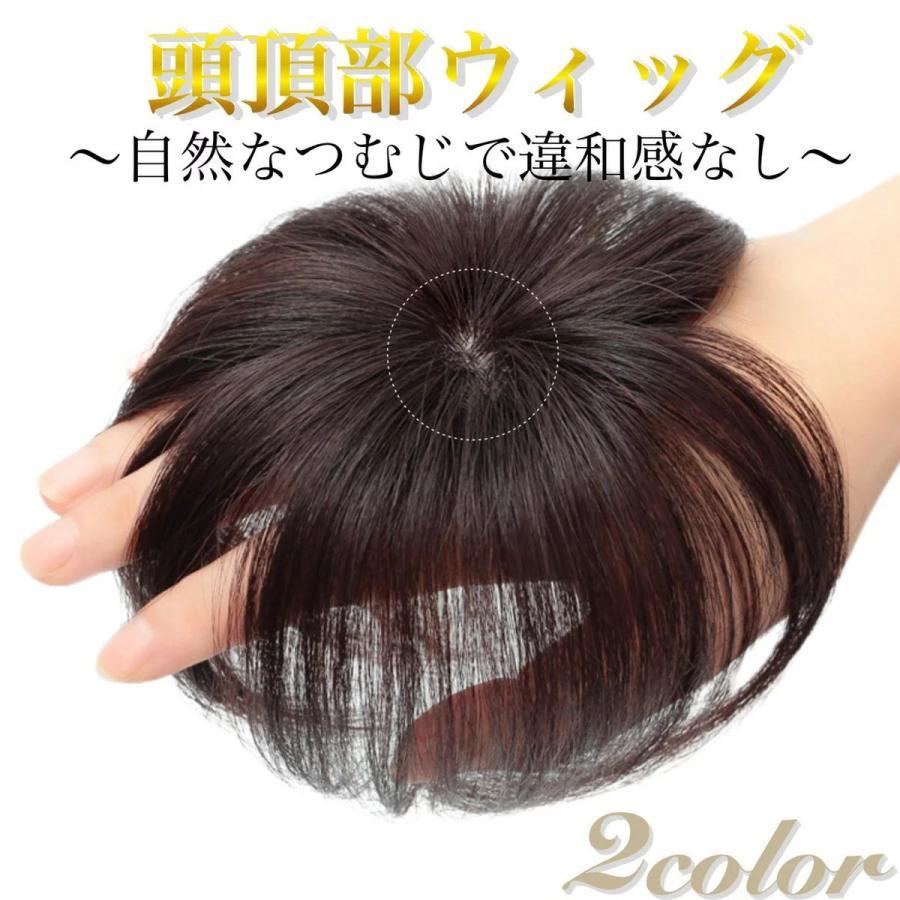 ウィッグ 頭頂部ウィッグ 部分ウィッグ ヘアピース 自然 つむじ 分け目 