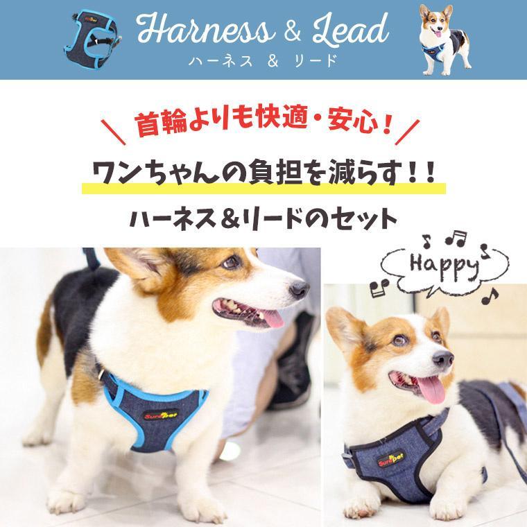 ハーネス リード 小型犬 中型犬 可愛い 猫 犬 大型犬 犬具 胴輪 リードセット 散歩 お出かけ 簡単装着 サイズ調節可能 おしゃれ ペット用品 送料無料｜fkd-shop｜02