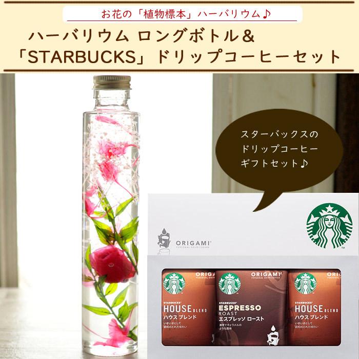 高級品 花とコーヒーのセット ハーバリウムロングボトル ローズピンクとスターバックスコーヒーギフトセット 誕生日 記念日 お祝い花 即日発送 あすつく Riosmauricio Com