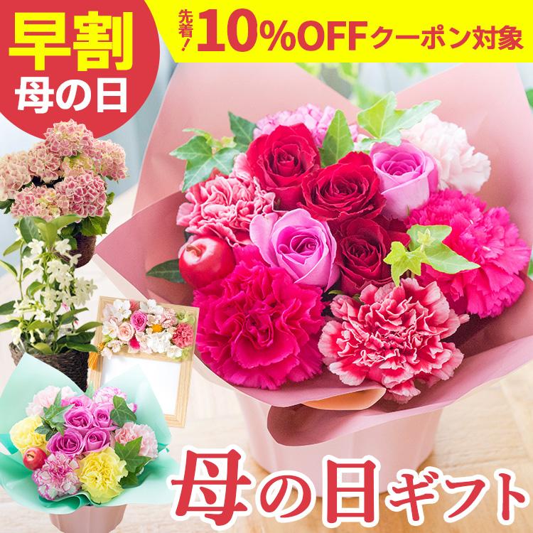 母の日 ギフト 花 2026 バラ 選べる花ギフト5種 アレンジメント バラ あじさい フォトフレーム 鉢植え マダガスカルジャスミン 50代 60代 70代 80代 FKHH