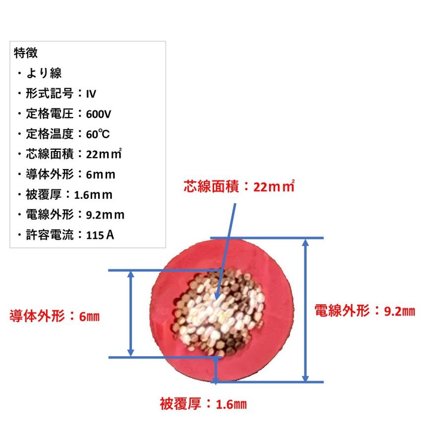 人気ショップが最安値挑戦!】 KIVケーブル 黒 IVケーブル 17m 22sq 8sq <赤> 600Vケーブル 電気機器用ビニル絶縁電線 切り売り1m? 600Vケーブル ギフト 絶縁キャップ付き(切り売り1m〜)24m 電気機器用 KIVケーブル 22sq <緑> 600Vケーブル(切り売り1m〜) (22m) 電気機器用ビニル絶縁電線 絶縁キャップ付き 電線 ケーブル バッテリー常時電源