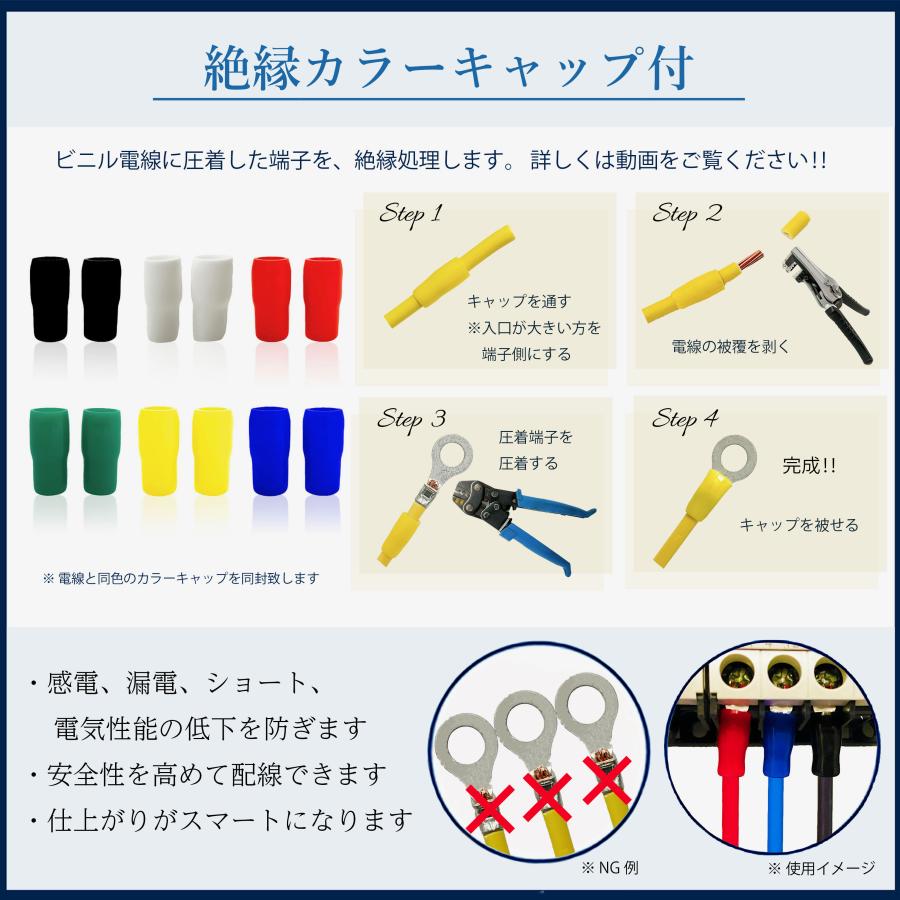 耐熱仕様 HIV 1.25sq 切り売り(1m〜100m) 絶縁キャップ付き 黒 白 赤