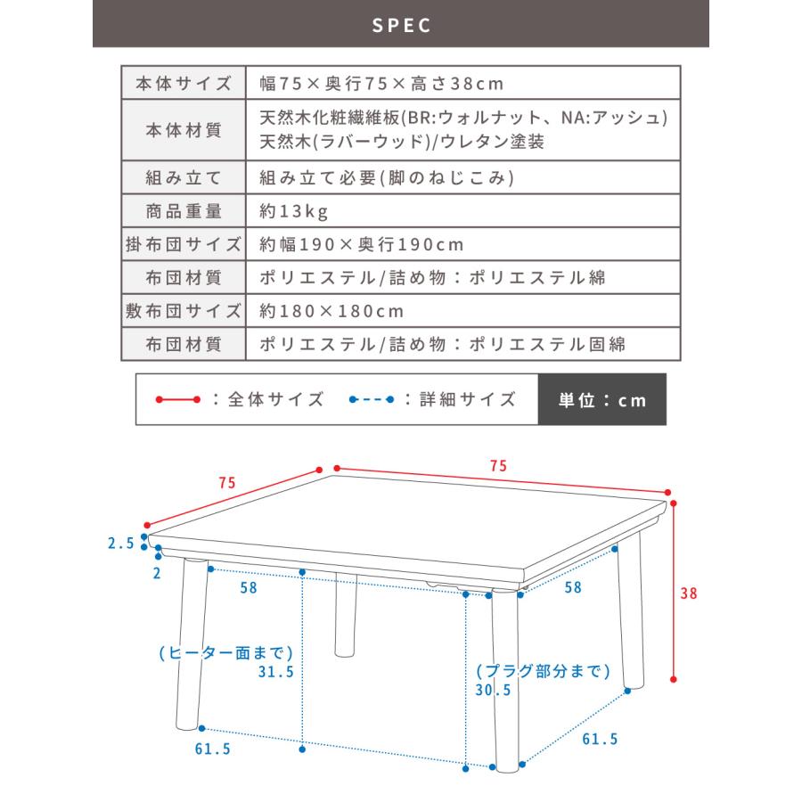 東谷 こたつセット 3点 こたつテーブル 75×75 ホットカーペット