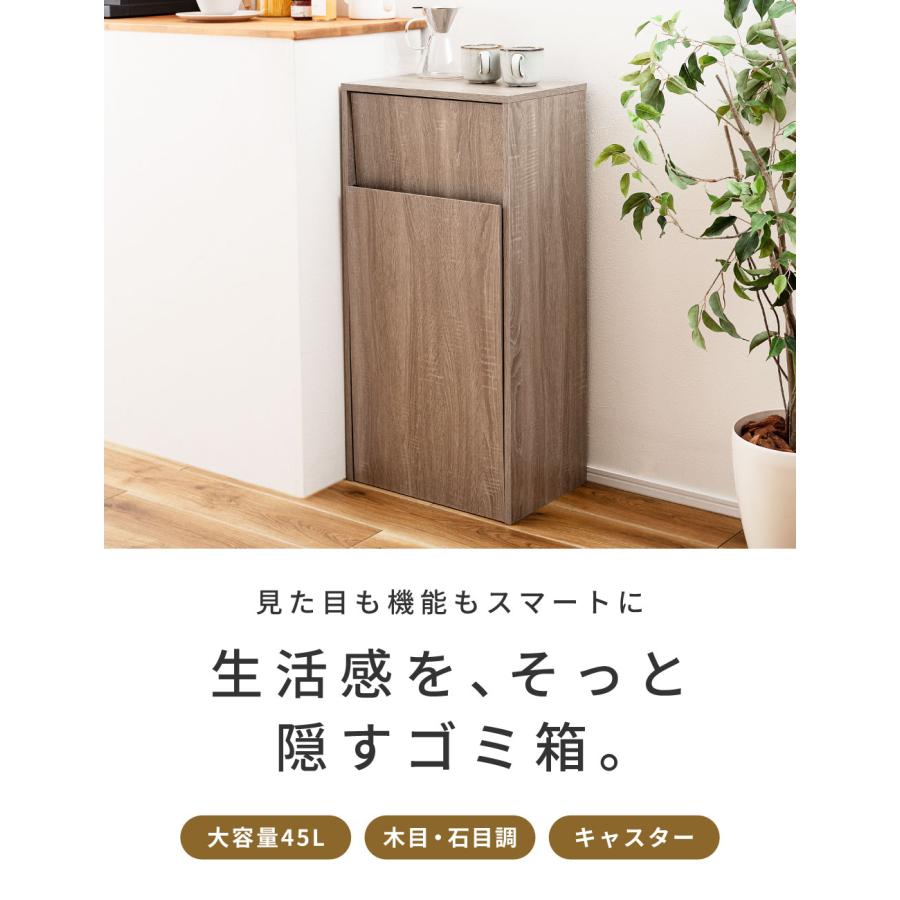ゴミ箱 45L 2段 ダストボックス スリム 木目調 石目調 隠せる